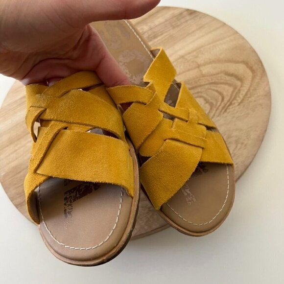 Sorel Yellow Genuine Suede Woven Slide Summer Sandals 9.5 - Picture 3 of 8